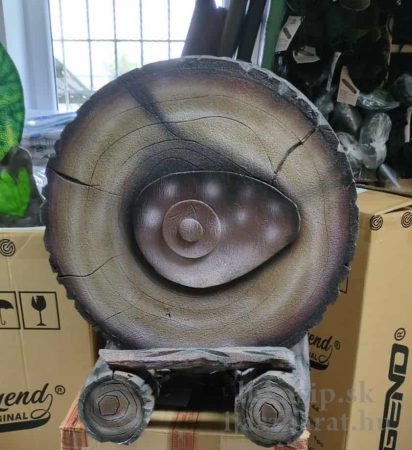 Kör alakú 50 x 25 cm vesszőfogó, álvánnyal - fatörzs minta